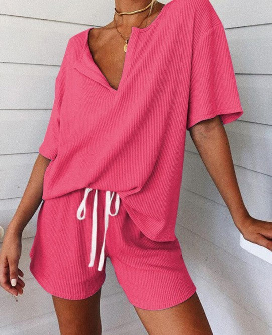 Striped Pit Strip Home Service Pajamas Set