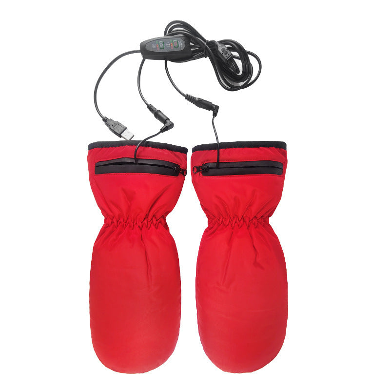 قفازات مدفأة كهربائيًا بسحاب تدفئة قفازات حرارية مقاومة للرياح