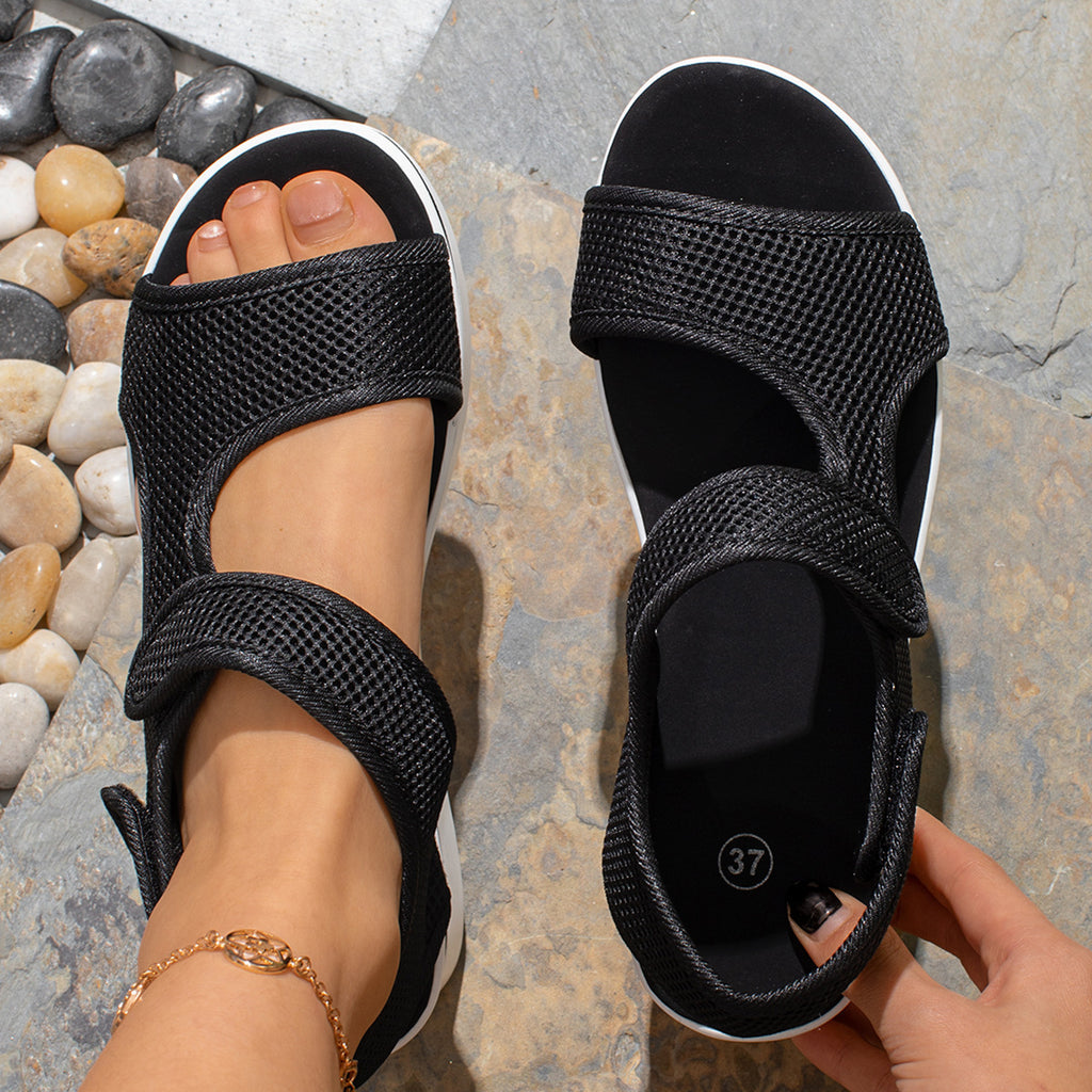 Plus Size Platform Peep Toe Velcro Beach Sandals