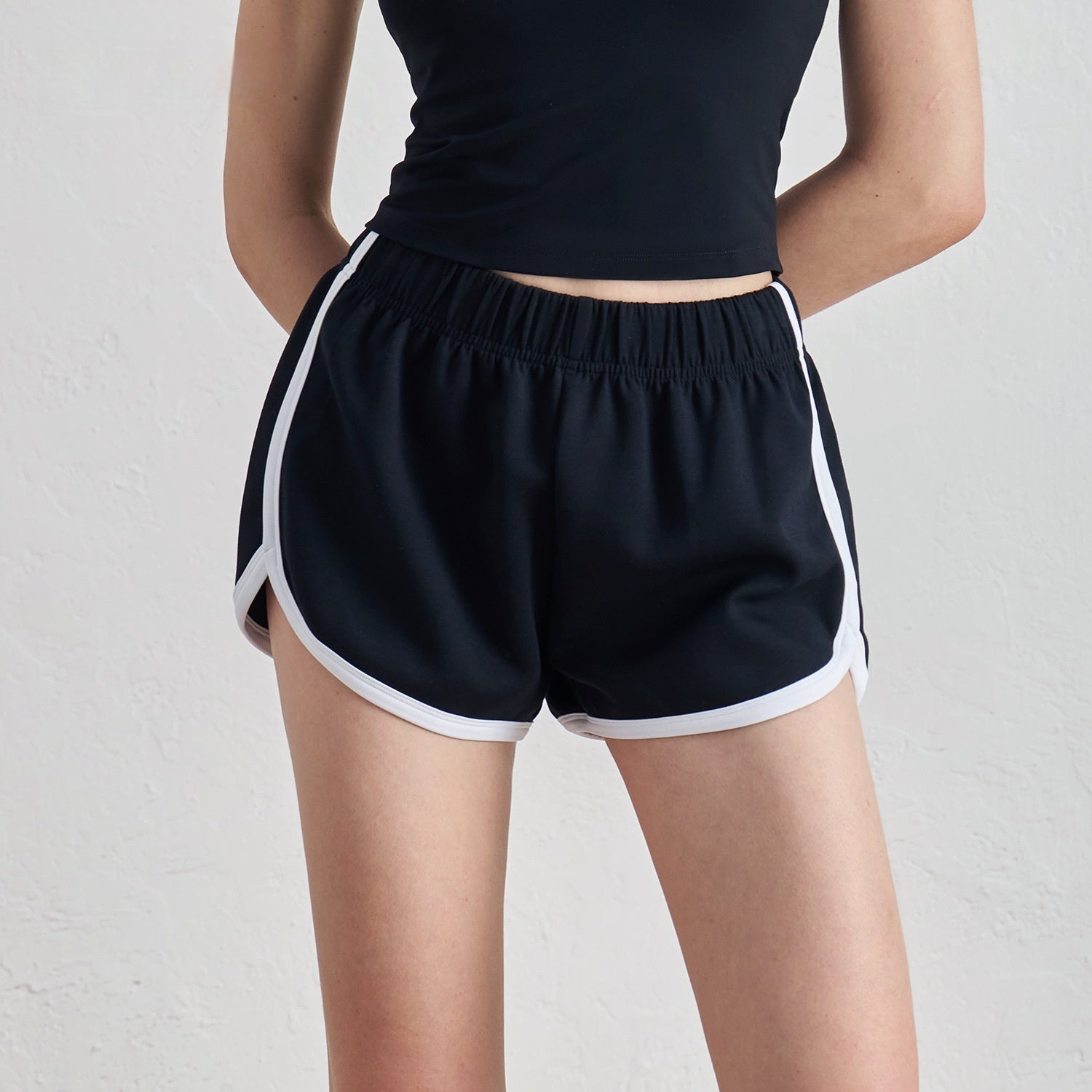 Thin High Waist Retro Color Matching Sports Shorts
