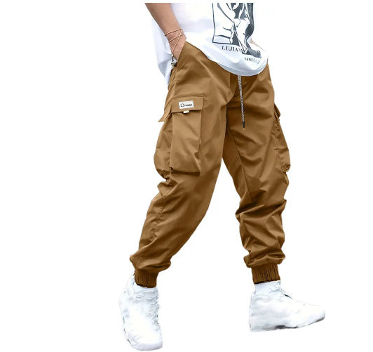 Multi-pocket Cargo Pants Men's Casual Hip-Hop Drawstring Trousers Outdoor Streetwear Sports Pant
