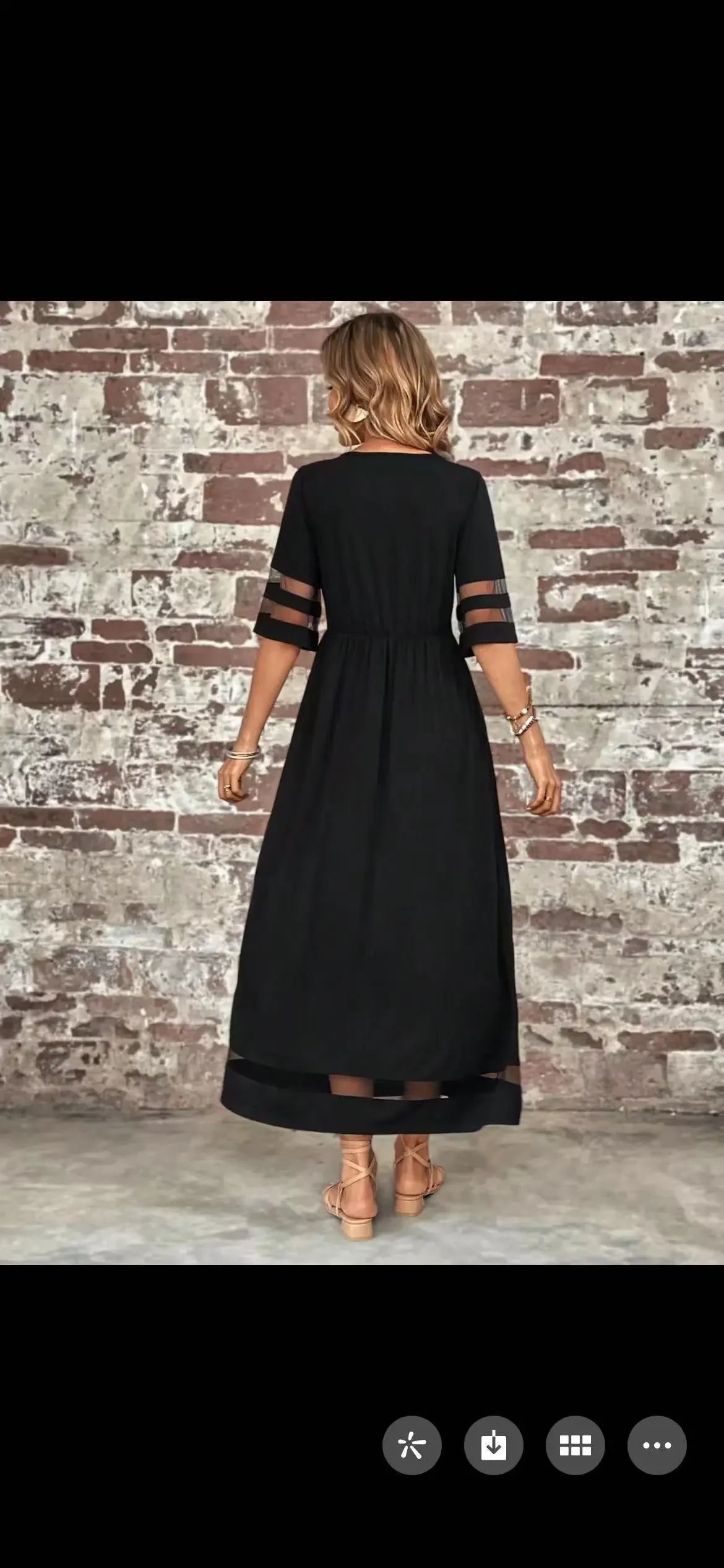 Sleeve Mesh Patchwork Round Neck Dress - MBM INTERNATIONAL HOLDING