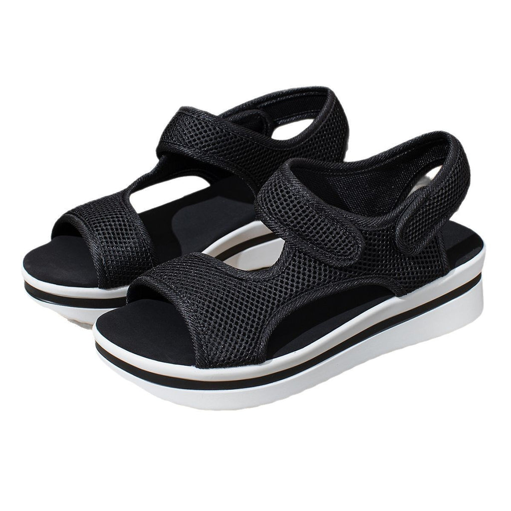 Plus Size Platform Peep Toe Velcro Beach Sandals