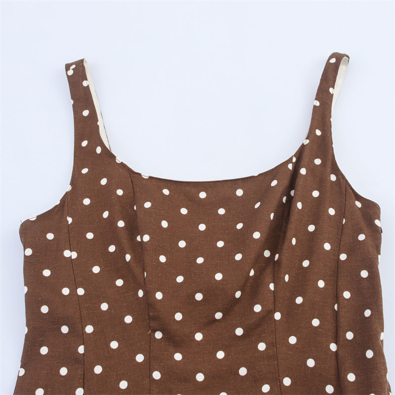 Polka Dot Midi Skirt Sling Dress