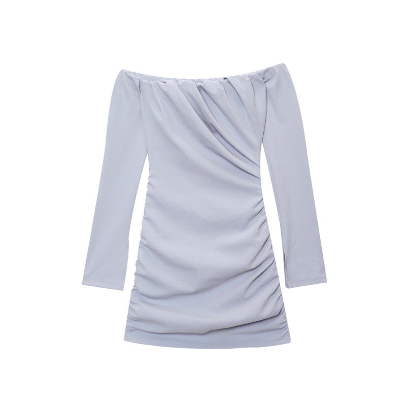 New Summer Off-shoulder Pleated Decorative Short Dress